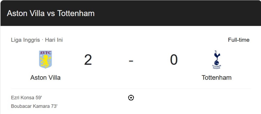 Aston Villa vs Tottenham