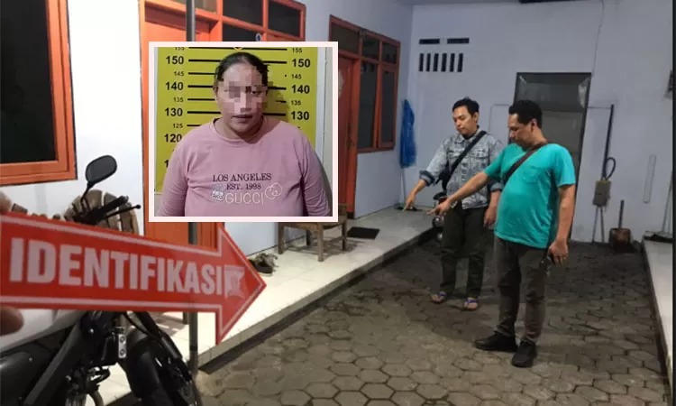 Personel Polsek Dringu melakukan olah TKP tempat parkir motor sebelum dibawa kabur pelaku. Inset, Tersangka yang sudah diamankan polisi.