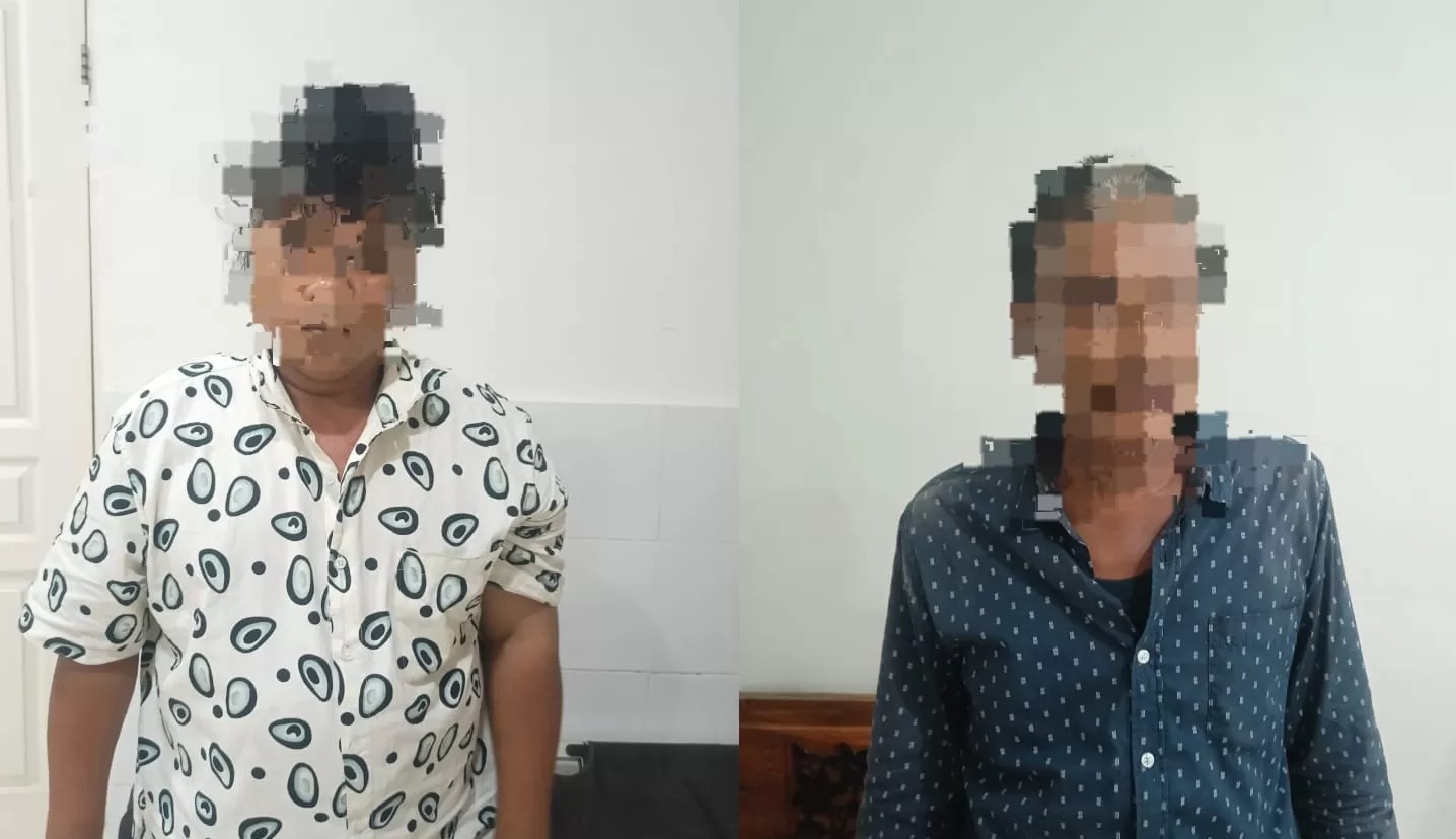 DIPERIKSA : Dua preman diamankan Unit Reskrim Polsek Waru diduga Lakukan pemalakan di Terminal Purabaya, Sidoarjo.