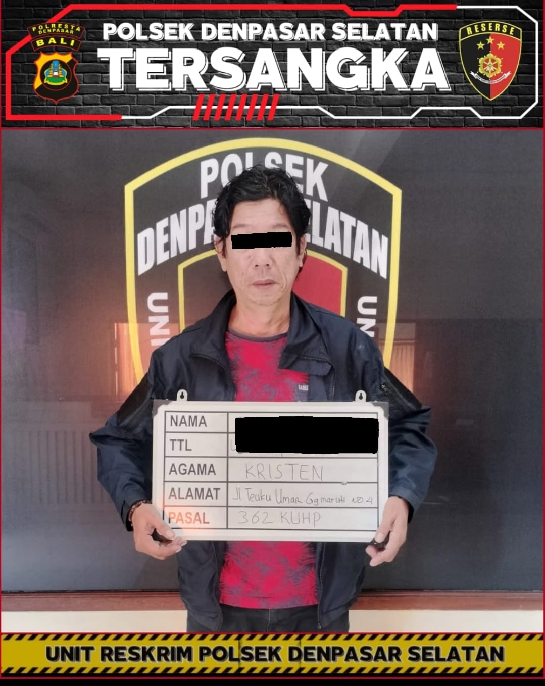 ALW kini ditahan di Mapolsek Denpasar Selatan guna proses hukum lebih lanjut. (Bali Express/Istimewa)