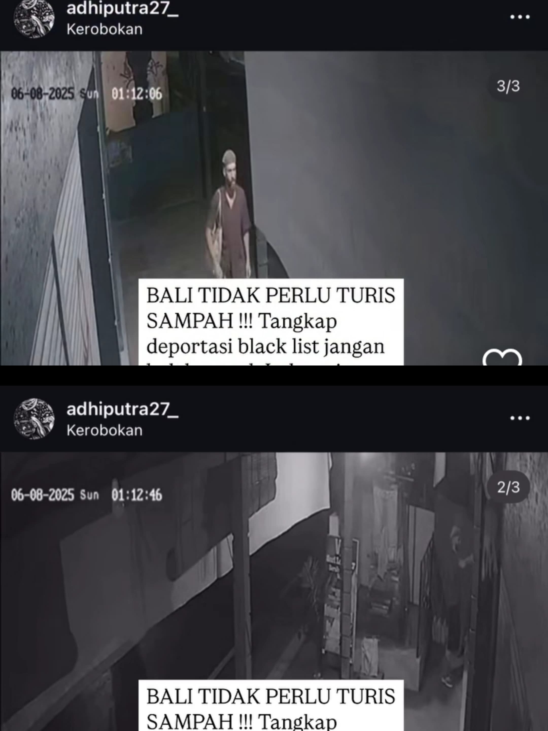 VANDALISME: Aksi vandalisme WNA di Kerobokan, Kuta terekam kamera.