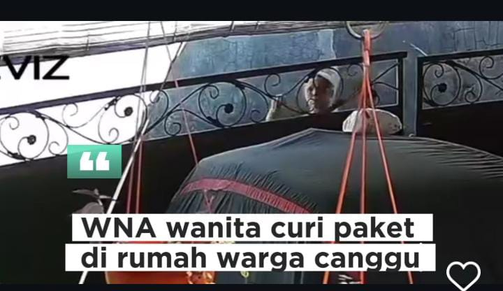 Seorng bule terekam CCTV mencuri paket berisi masker di Kawasan Canggu