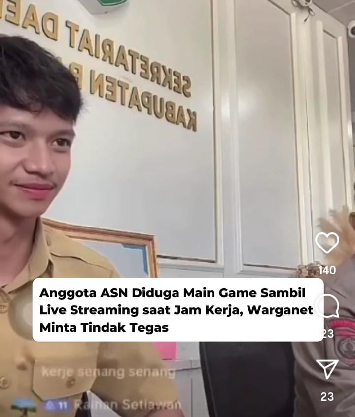 Beredar video seorang ASN asik main game sambil live saat jam kerja