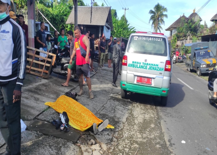 LAKA : Diduga menjadi korban tabrak lari, seorang Perempuan Asal Marga ditemukan dalam keadaan tewas di pinggir jalan di Kecamatan Marga.