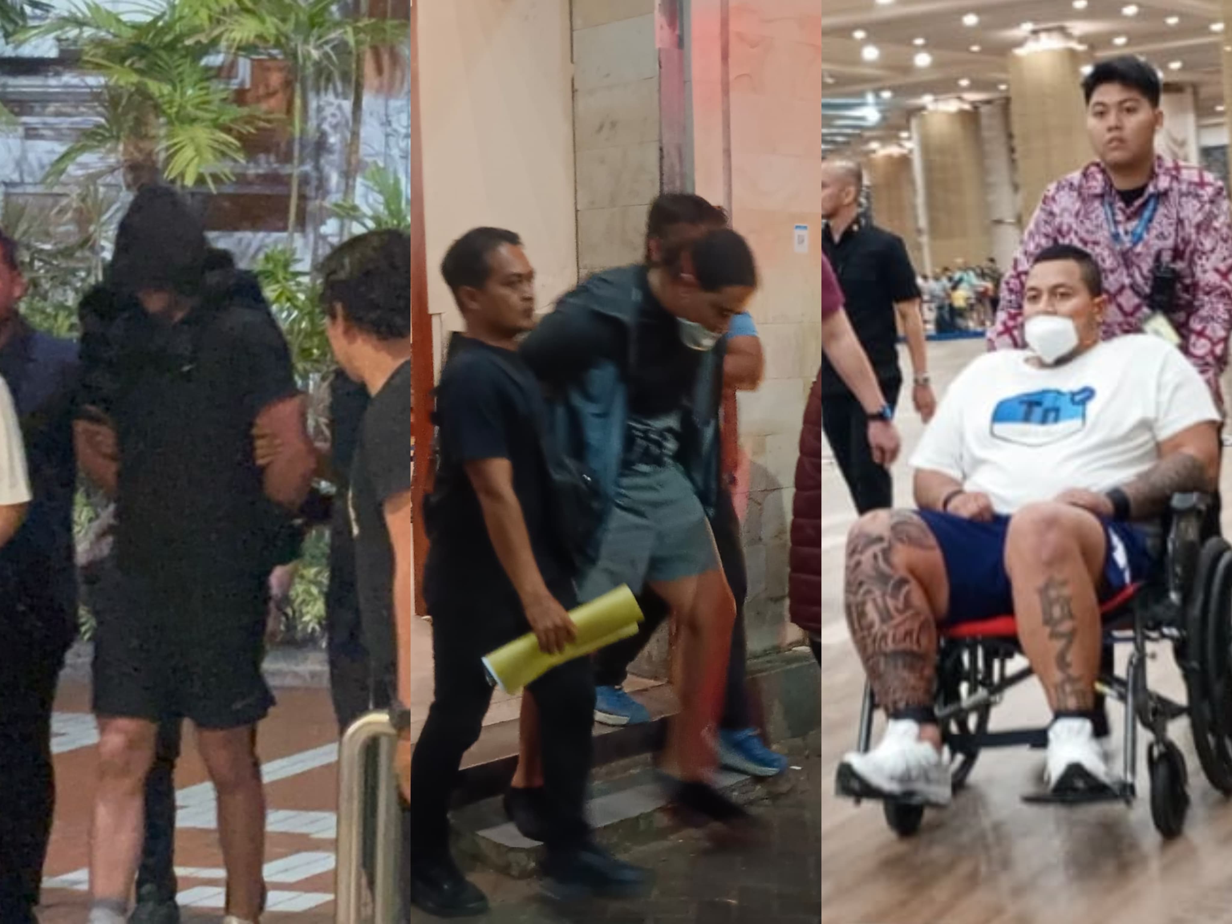 Tiga tersangka penembakan yang diamankan saat tiba di Bali. (Bali Express/Istimewa)