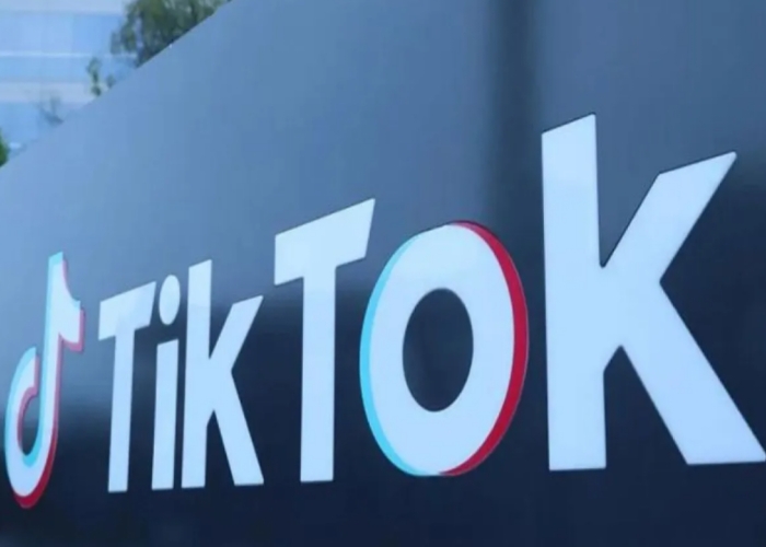Logo Kantor Tiktok di Los Angeles.