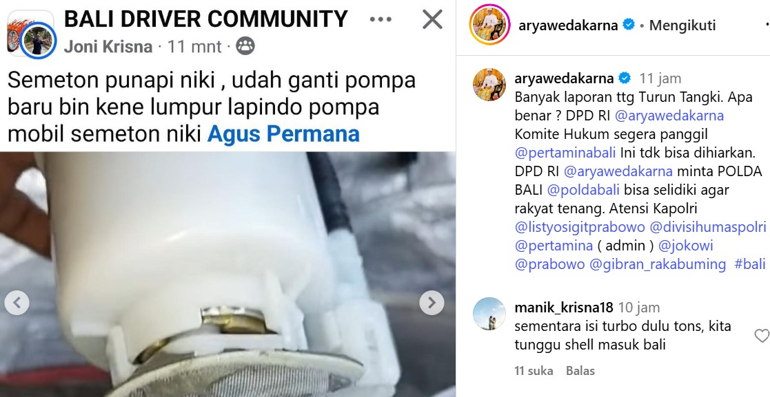 Heboh pengakuan sejumlah pengemudi yang mobilnya mogok usai isi BBM di Bali