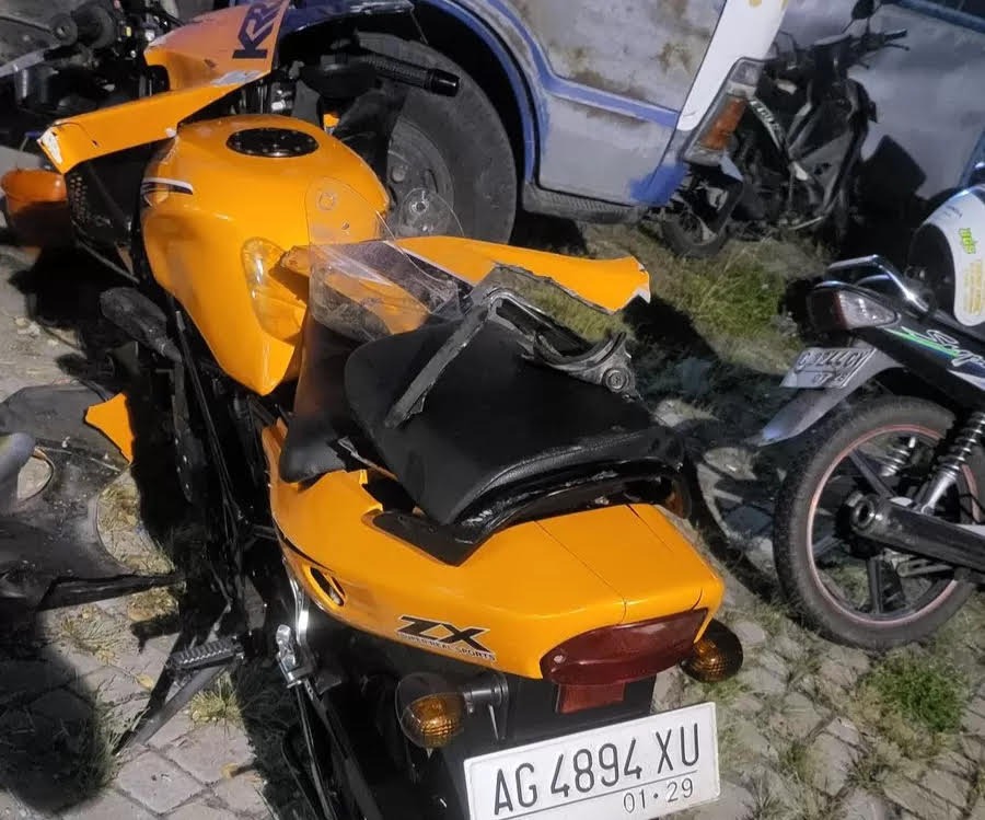 Kondisi sepeda motor Kawasaki Ninja yang terlibat kecelakaan maut.