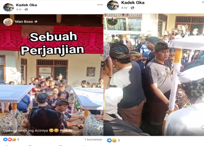 BAK FIRASAT : Tangkapan layar unggahan terakhir pada facebook Kadek Oka.