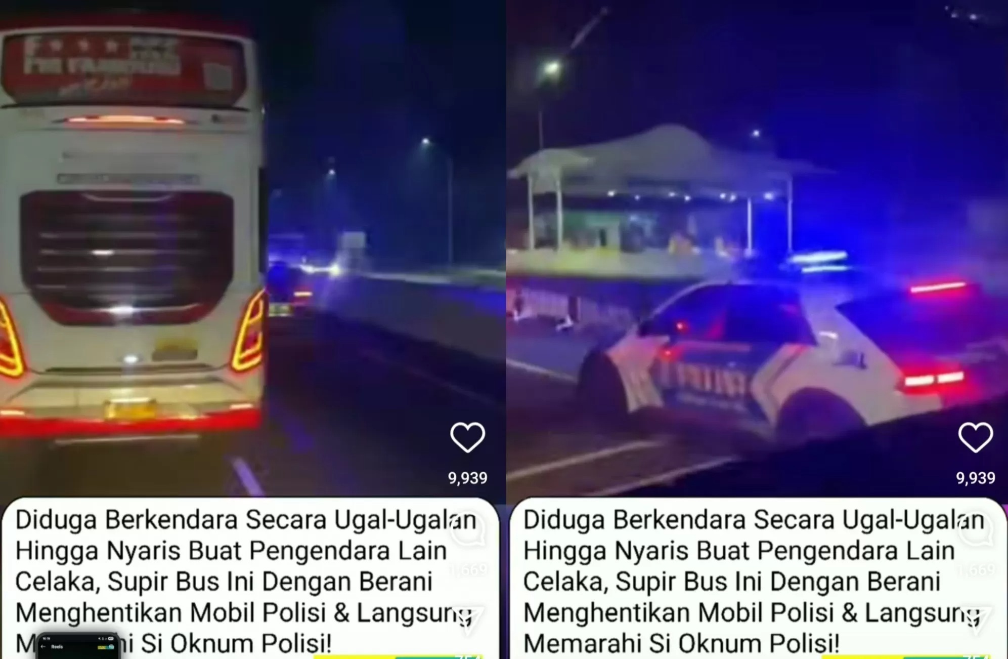 Viral video polisi diberhentikan oleh awak bus gara-gara zig-zag di jalan.