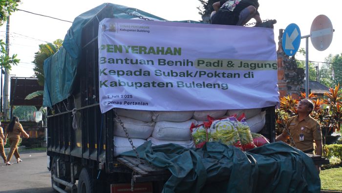 Bantuan benih padi dan jagung yang diberikan kepada petani di Kabupaten Buleleng.