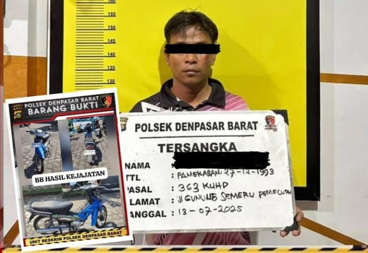 Polsek Denpasar Barat Amankan Pelaku Curanmor di Parkiran Pasar Badung