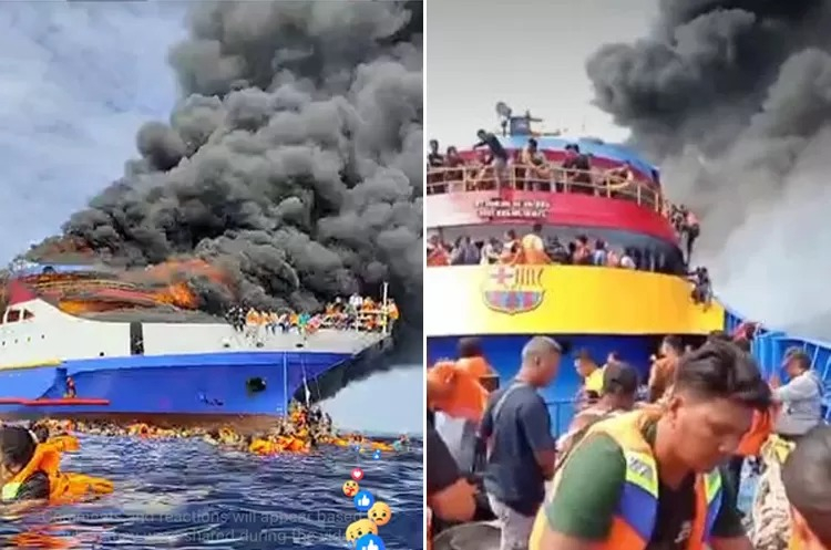 KM Gregorius Barcelona V Terbakar di Perairan Talise