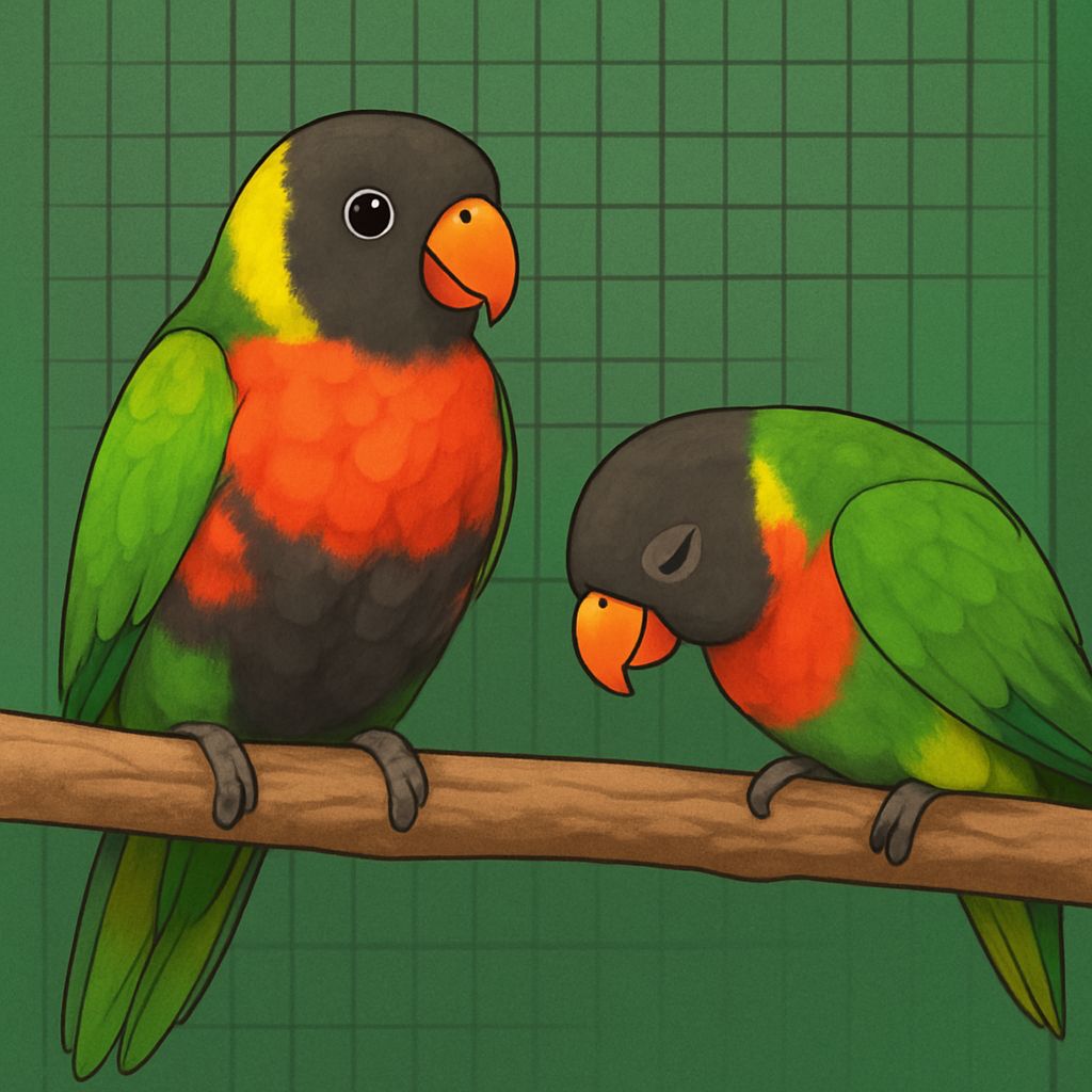 Ilustrasi Burung Perkici Dada Merah