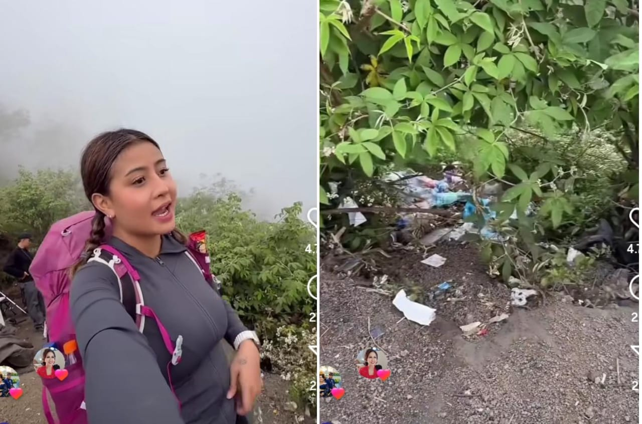 Selebgram Awkarin Soroti Tumpukan Sampah di Camp Gunung Agung