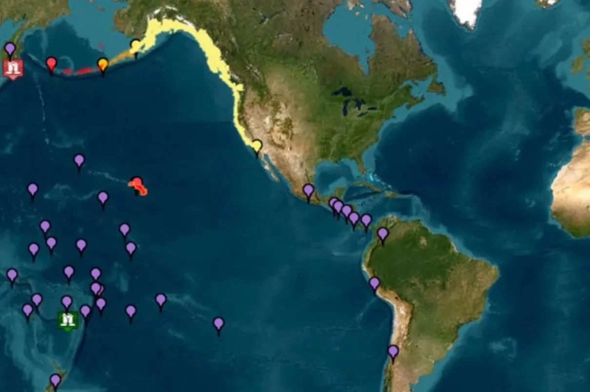 Ilustrasi Peringatan Tsunami oleh Pusat Peringatan Tsunami setelah gempa 8,7 di lepas pantai Rusia.