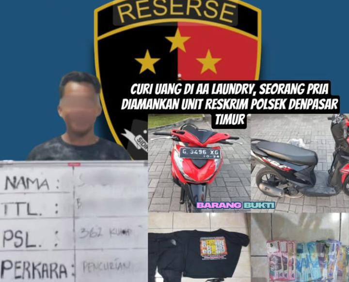 Pria berinisial S diamankan Polsek Dentim usai mencuri di tempat Laundry