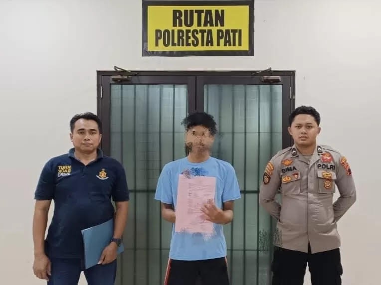 DITANGKAP: Salah satu pelaku tawuran antar geng digelandang di rumah tahanan Polresta Pati belum lama ini.