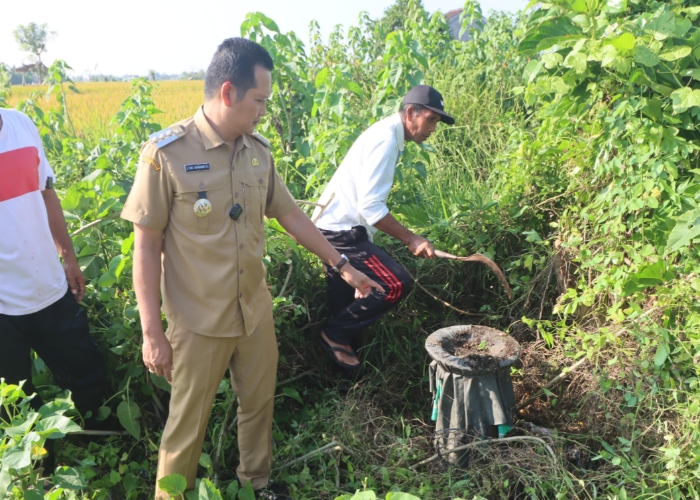 SIDAK : Bupati Jembrana I Made Kembang Hartawan saat sidak sumur bor pertanian, Senin (4/8).