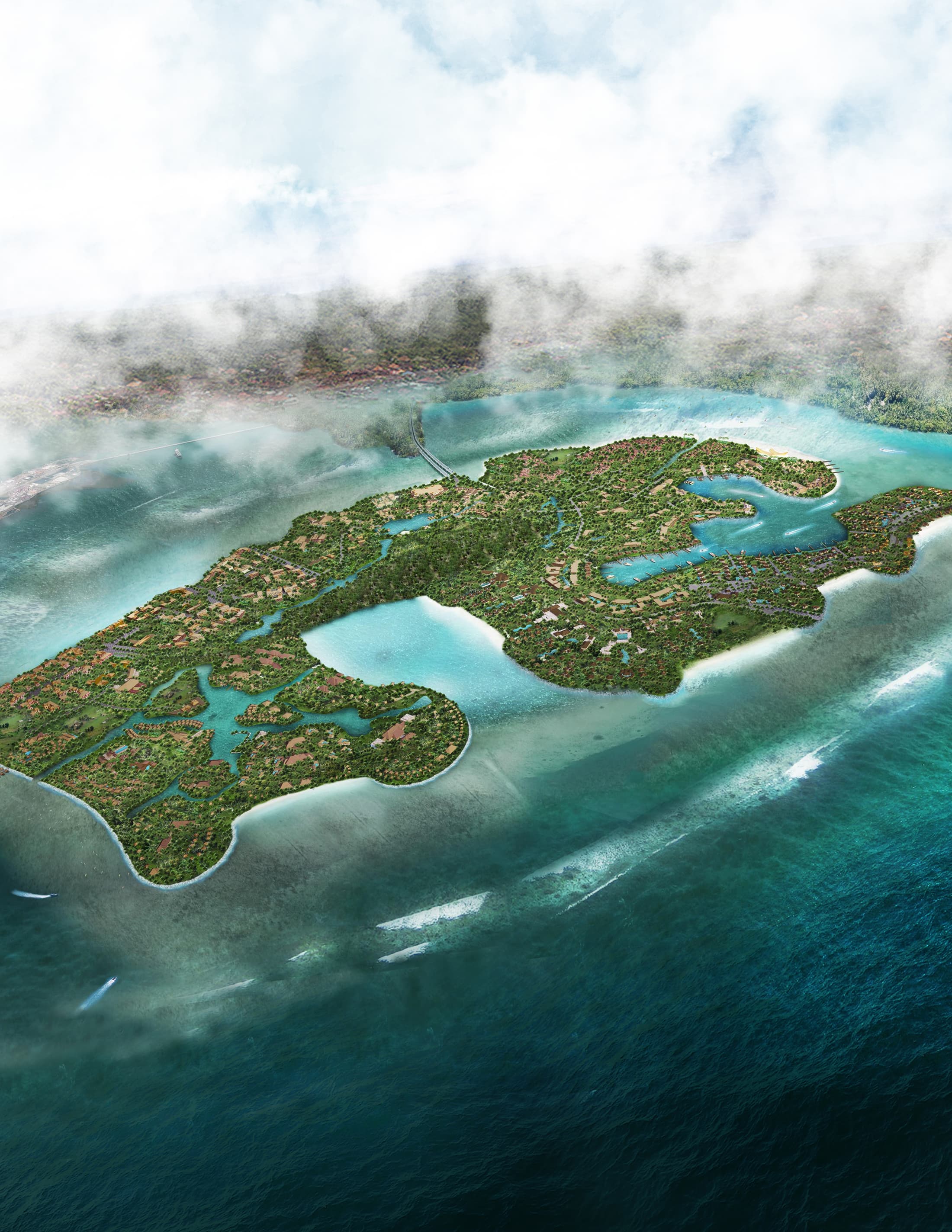 Pulau Serangan yang telah direklamasi dan sebagian besarnya menjadi KEK Kura-Kura Bali. (Foto: Bali Express/Website Kura-Kura Bali).