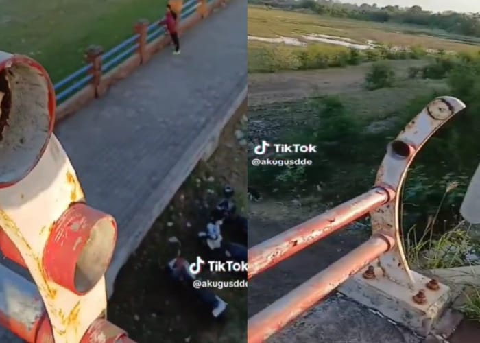 VIRAL : Sebuah video yang memperlihatkan kondisi Jembatan Merah di kawasan Pusat Kebudayaan Bali (PKB), Kabupaten Klungkung, viral di media sosial TikTok.