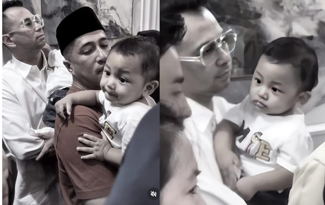 Raffi Ahmad dan Irfan Hakim menggendong bayi kembar Mpok Alpa