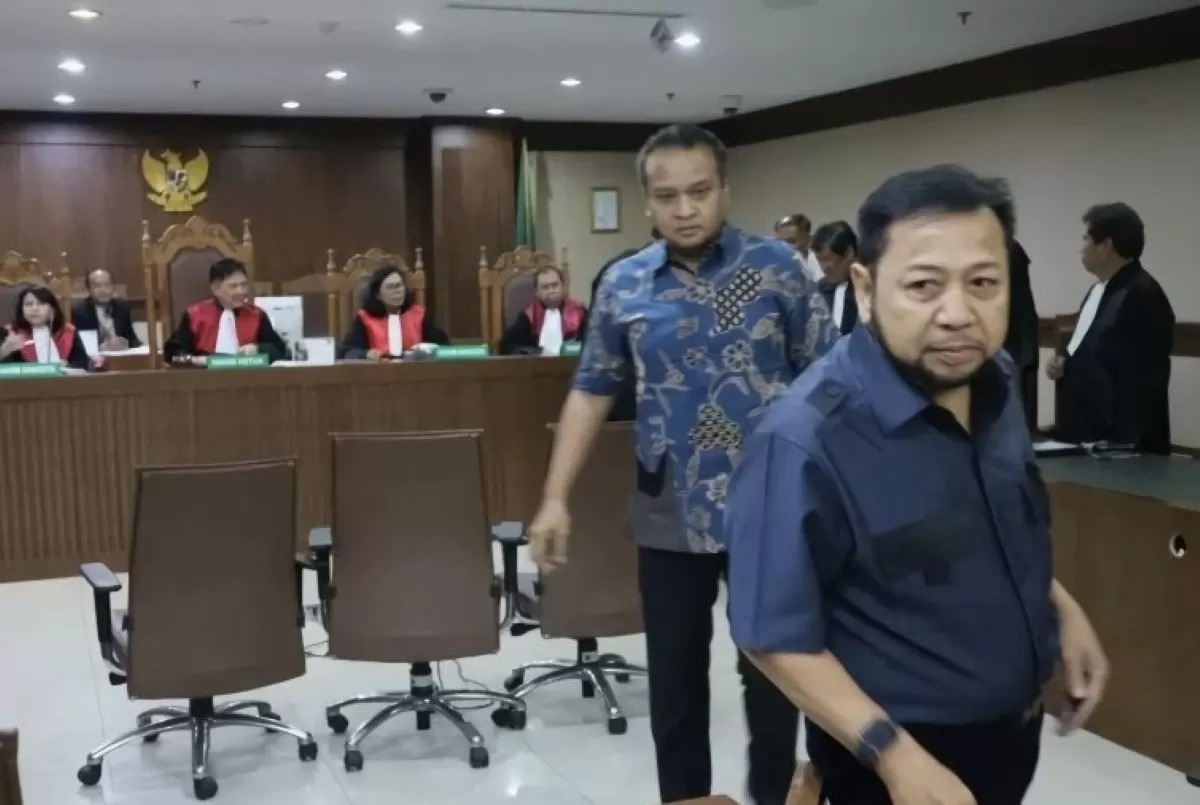 Mantan Ketua DPR Setya Novanto di pengadilan Tindak Pidana Korupsi (Tipikor).