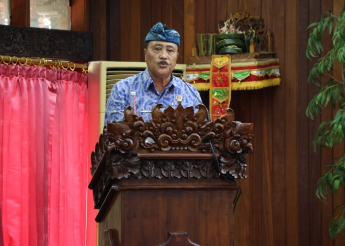 Perwakilan Fraksi Nasional Solidaritas, I Wayan Mudayana dalam sidang paripurna.