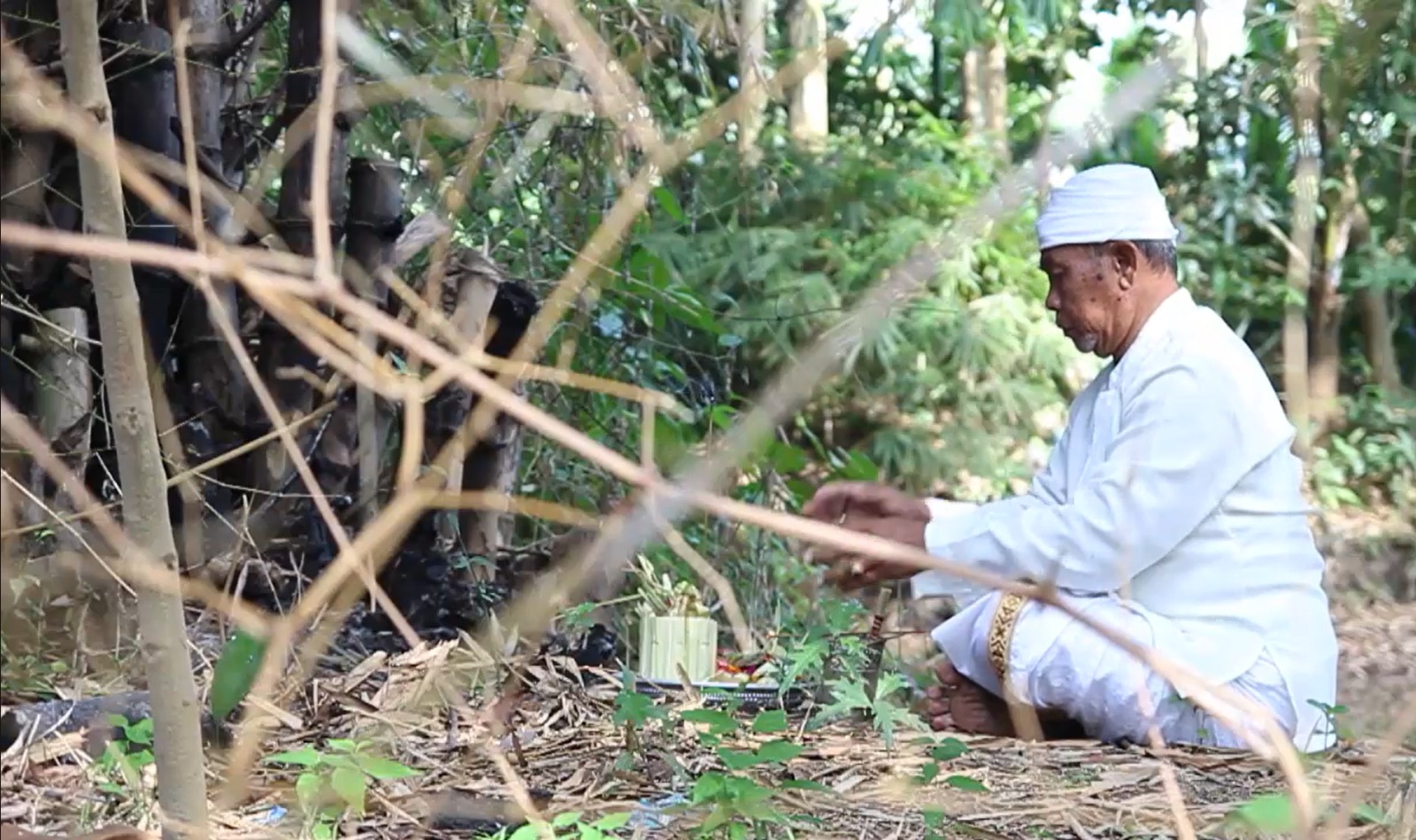 Proses membuat Tektekan saat menebang Bambu