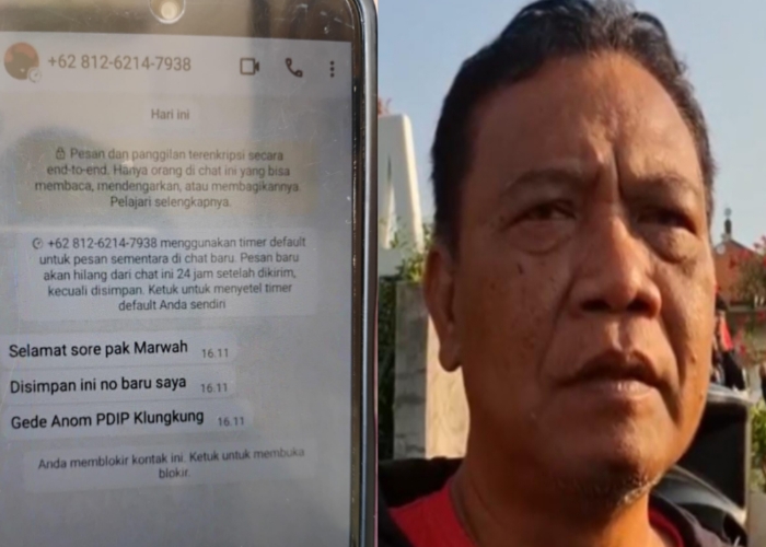 WASPADA : Nomor WA yang mencatut nama Ketua DPRD Klungkung Anak Agung Gde Anom.