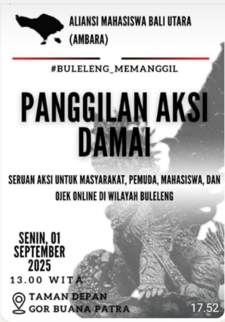 Beredar Ajakan Aksi Damai di Buleleng di media sosial