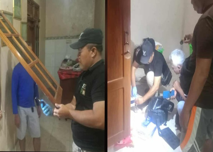 PENCURIAN : Pihak kepolisian melakukan olah TKP.