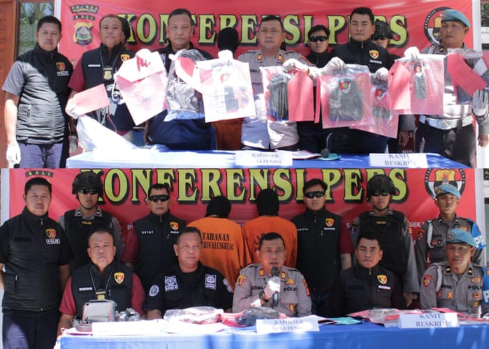 DIAMANKAN : Dua pelaku pencurian villa yang menyasar wisatawan mancanegara (WNA) dibekuk jajaran Polsek Nusa Penida.