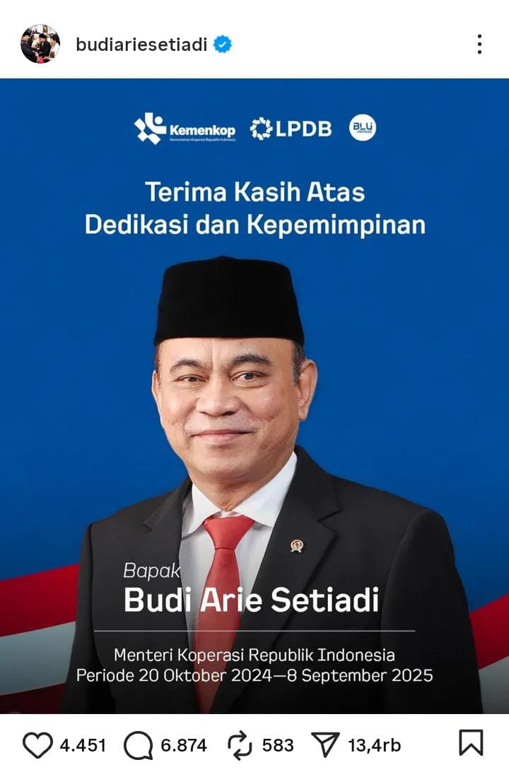 Unggahan Budi Arie kembali diserbu warganet