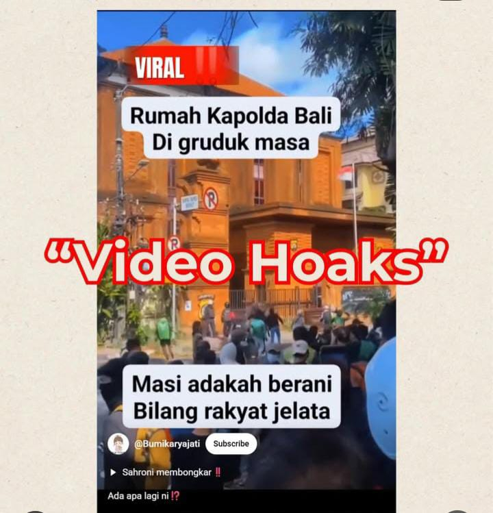 Beredar sebuah video dengan narasi provokatif yang menyebut rumah kapolda Bali digeruduk massa