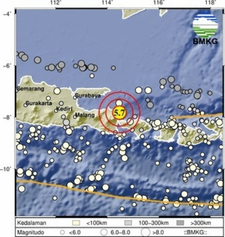 Pusat gempa yang terasa hingga ke wilayah Kabupaten Buleleng.