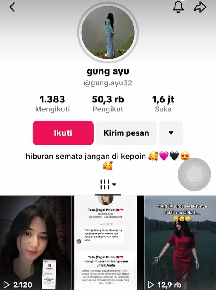 Akun Gung Ayu mendadak hilang usai diduga gunakan wajah orang lain