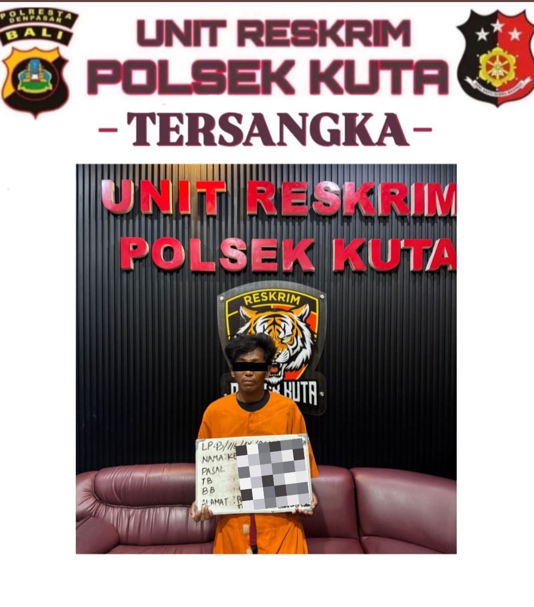 DIRINGKUS: Maling motor inisial KAA kini ditahan di Mapolsek Kuta guna proses hukum lebih lanjut. (Bali Express/Istimewa)