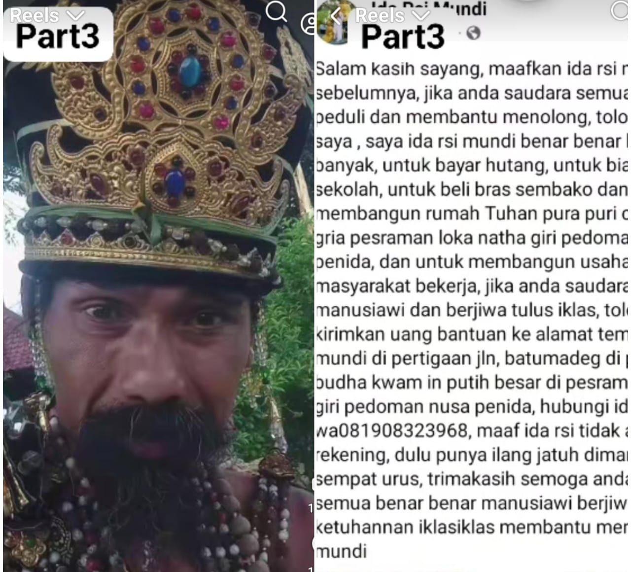 Viral Sosok Mengaku Ida Rsi Mundi yang ngemis di media sosial