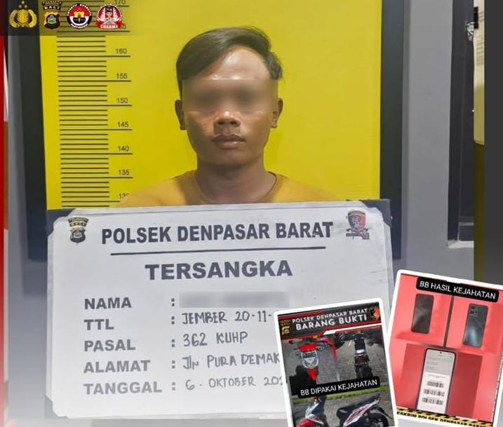 Buruh Proyek Diringkus Polsek Denpasar Barat