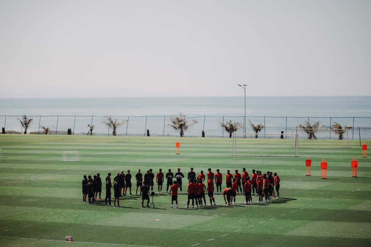 Skuad Bali United menjalani latihan sebelum menghadapi Persijap Jepara.