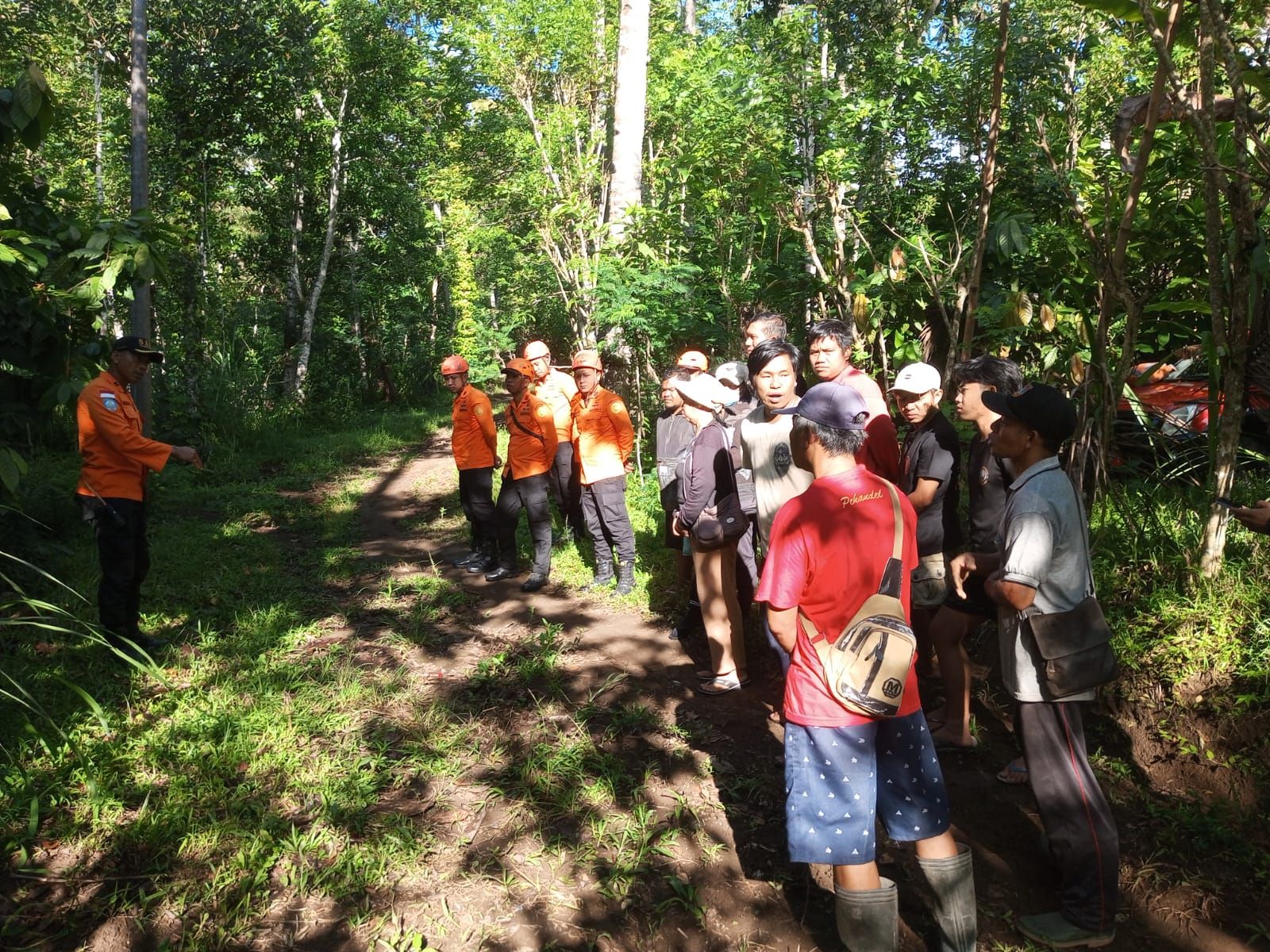 Tim SAR gabungan melakukan pencarian terhadap lansia yang diduga tersesat di hutan, Jumat (7/11/2025).