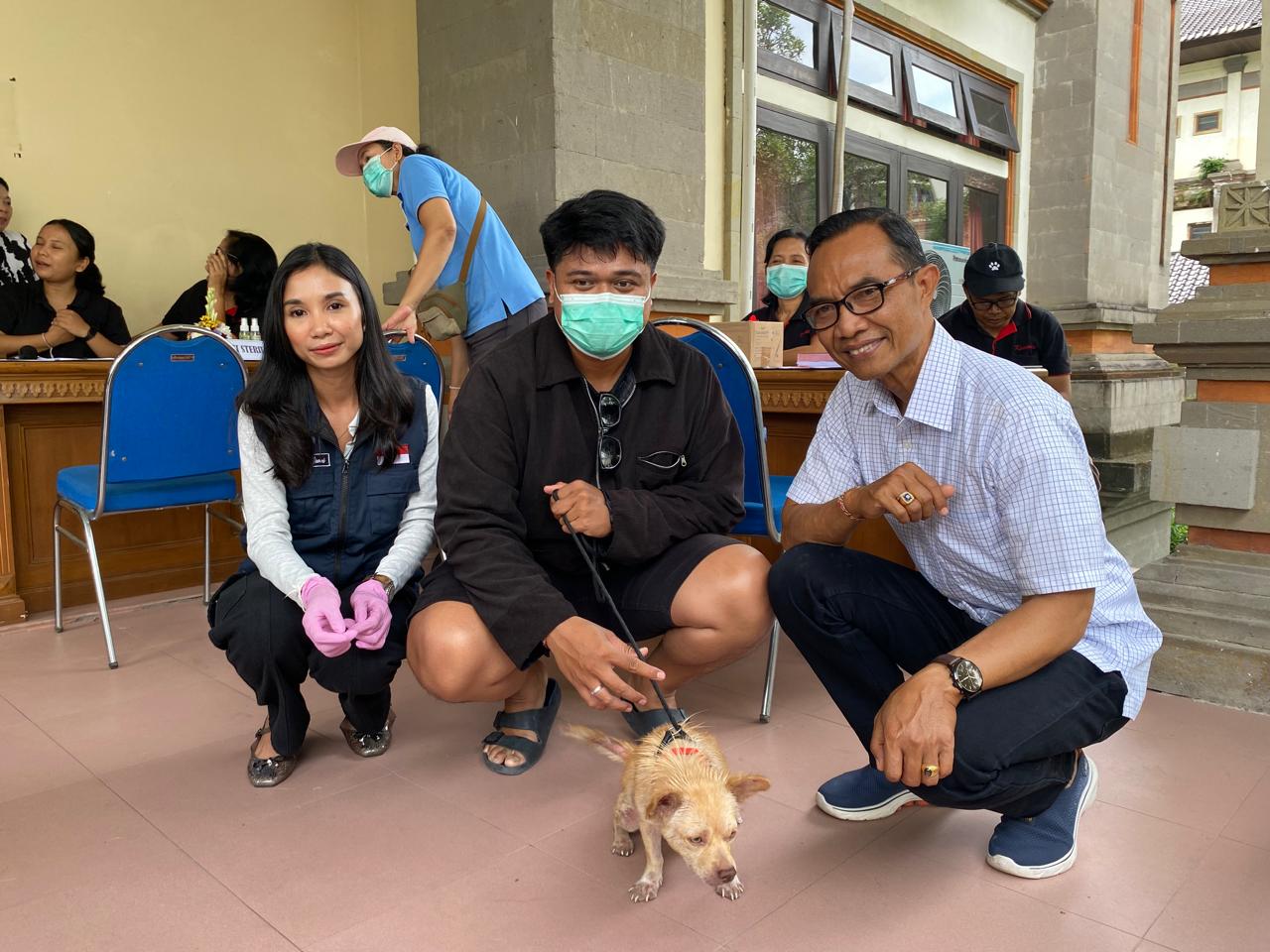 Kadisperpa Badung, I Wayan Wijana saat meninjau vaksinasi gratis dalam peringatan HUT Mangupura, Sabtu (22/11).