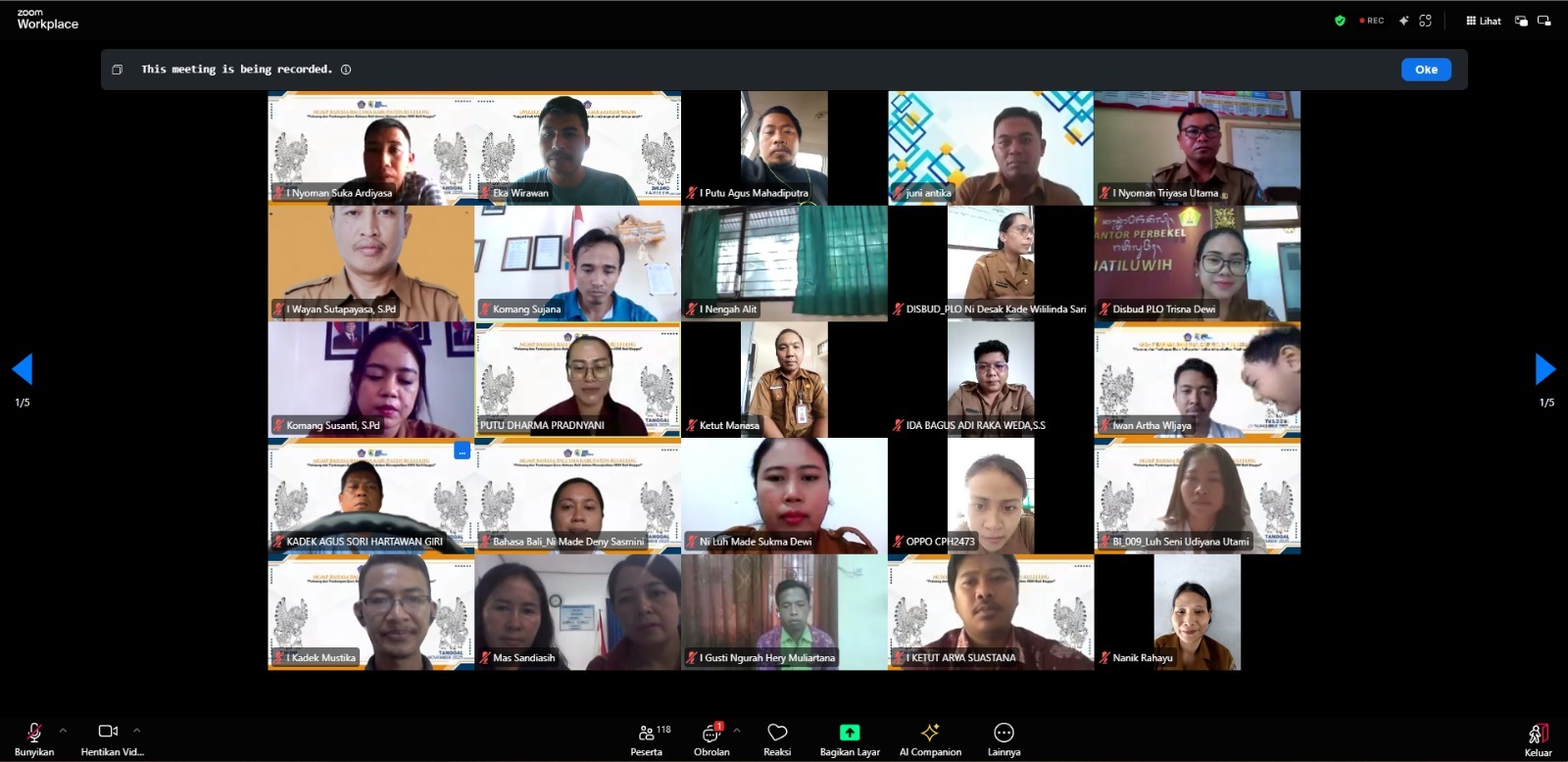 Webinar yang diselenggarakan MGMP Bahasa Bali Kabupaten Buleleng pada Senin (24/11)