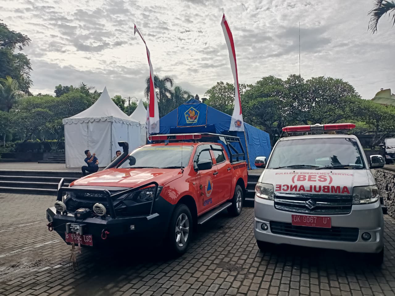 Posko pengaduan bencana yang didirikan BPBD Buleleng di Tugu Tri Yuda Sakti.