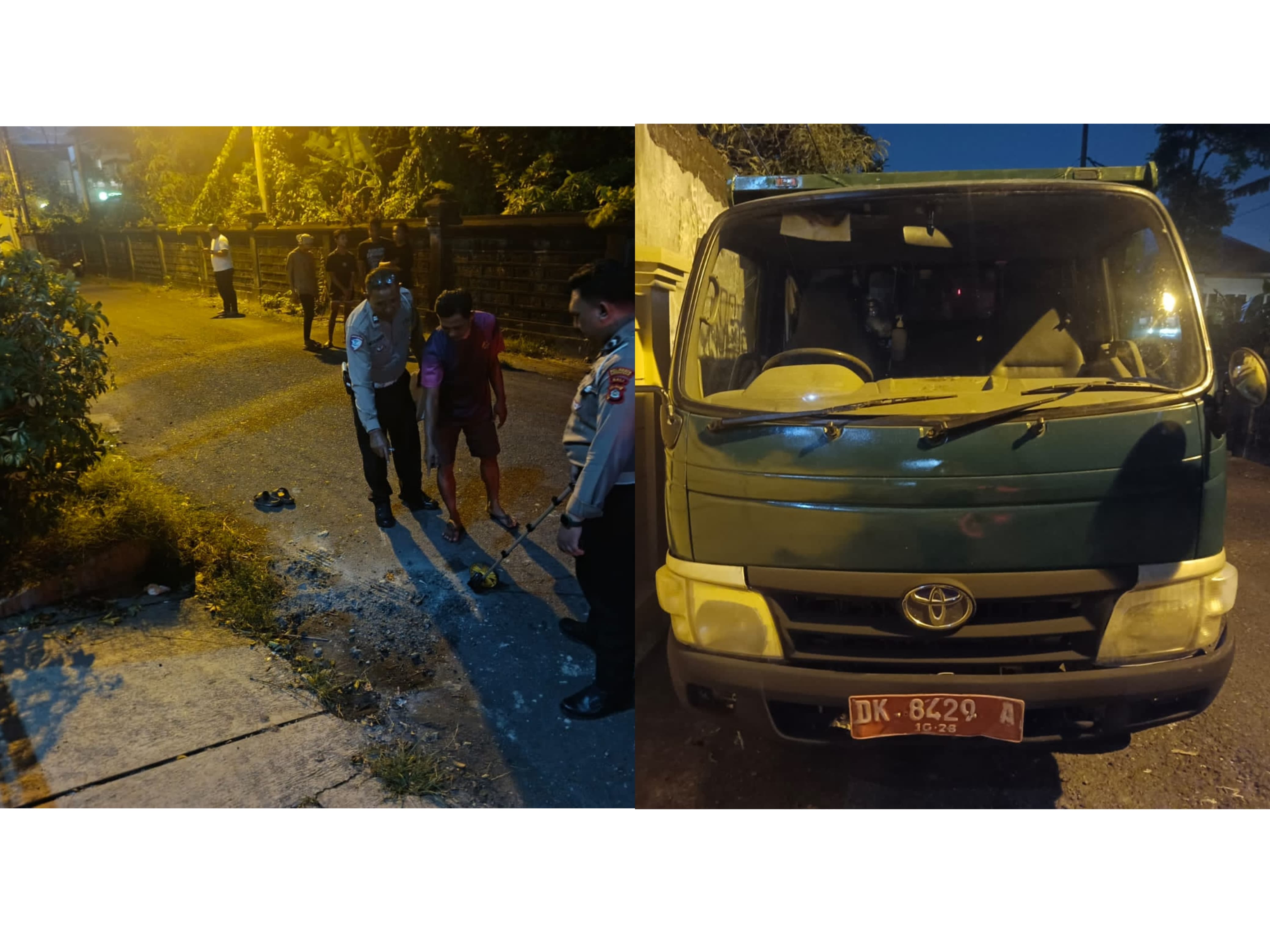 Kepolisian melaksanakan Olah TKP kecelakaan maut yang menewaskan anak berusia 9 tahun di Jalan Serma Jodog, Denpasar. (Bali Express/Istimewa)