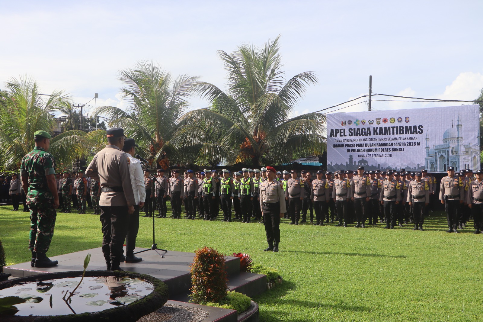 Apel siaga digelar terkait Ramadan dan Nyepi di Mapolres Bangli, Rabu (25/2/2026).