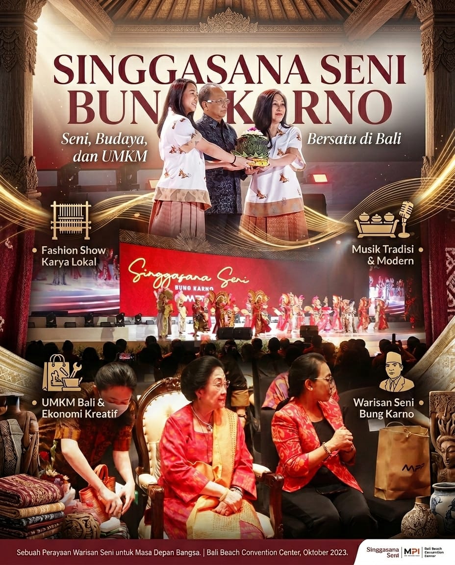 PAGELARAN: Singgasana Seni Bung Karno berlangsung meriah di Bali Beach Convention Center, Sanur, Sabtu (28/2)