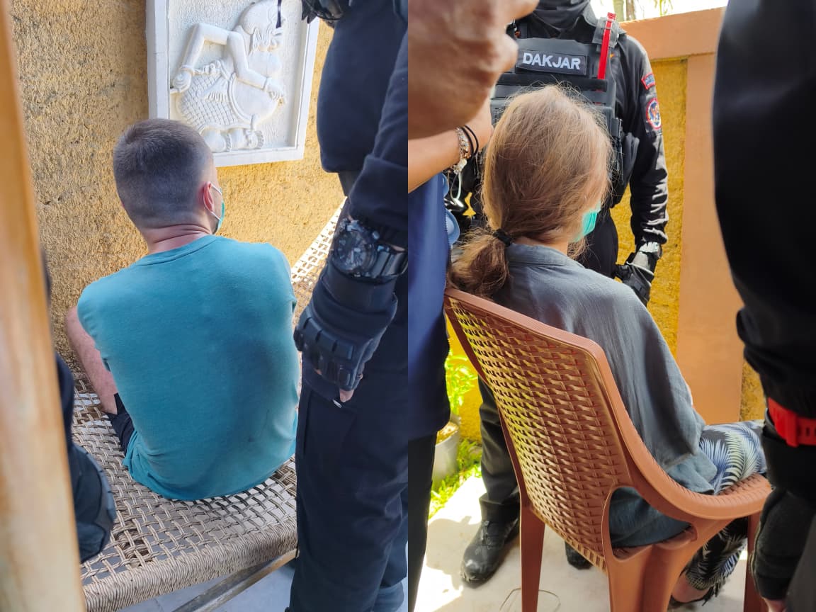 Dua tersangka pabrik narkoba asal Rusia. (Bali Express/I Gede Paramasutha)