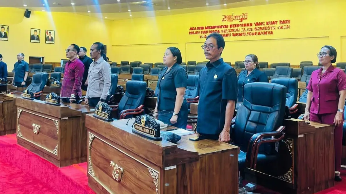 DPRD Bangli menggelar rapat paripurna dengan agenda penyampaian laporan keterangan pertanggungjawaban (LKPJ) Bupati Bangli atas pelaksanaan APBD 2025, Rabu (25/3/2026). (Ist)